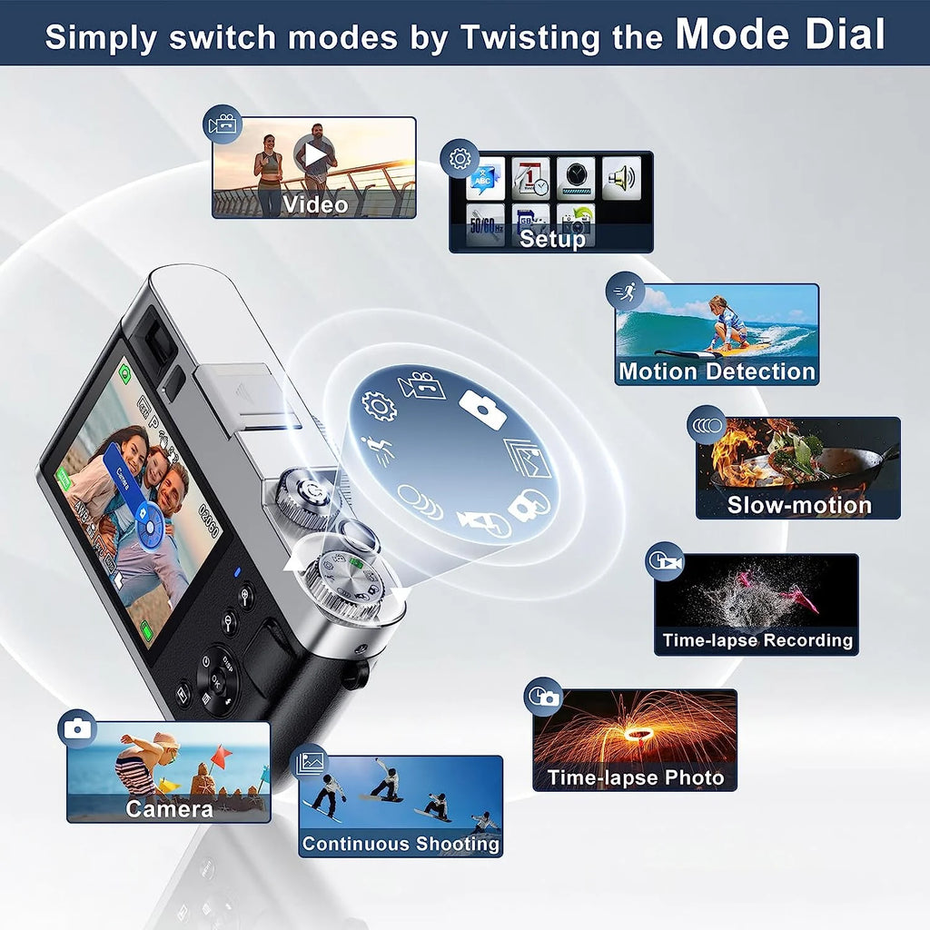 4K Digital Camera for Photography with Viewfinder 48MP Vlogging Camera for Youtube with 32GB Card 16X Autofocus Anti-Shake Travel Portable Video Camera Camcorder